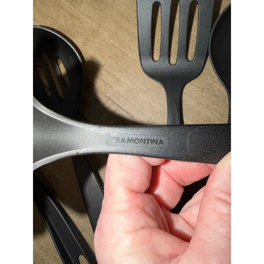 Tramontina 5 Piece Kitchen Utensil Set Black Nylon Heat Resistant Non-Stick Tool